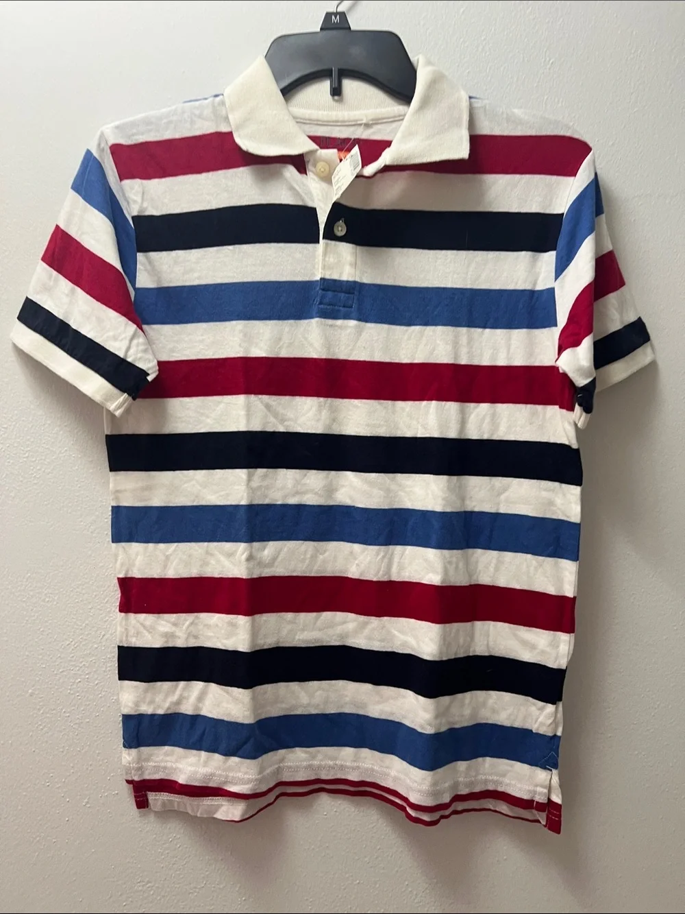 The children’s Place Kids' Striped Colar Tee White, Red & Black Size L (10/12)